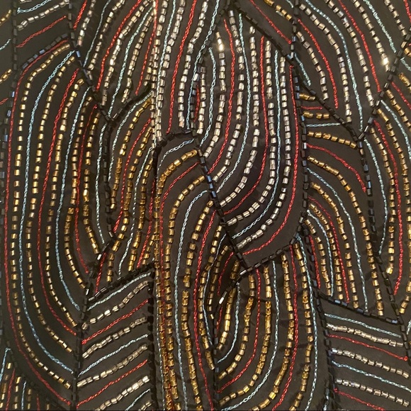 Anthropologie black multi color beaded top small - Picture 4 of 7